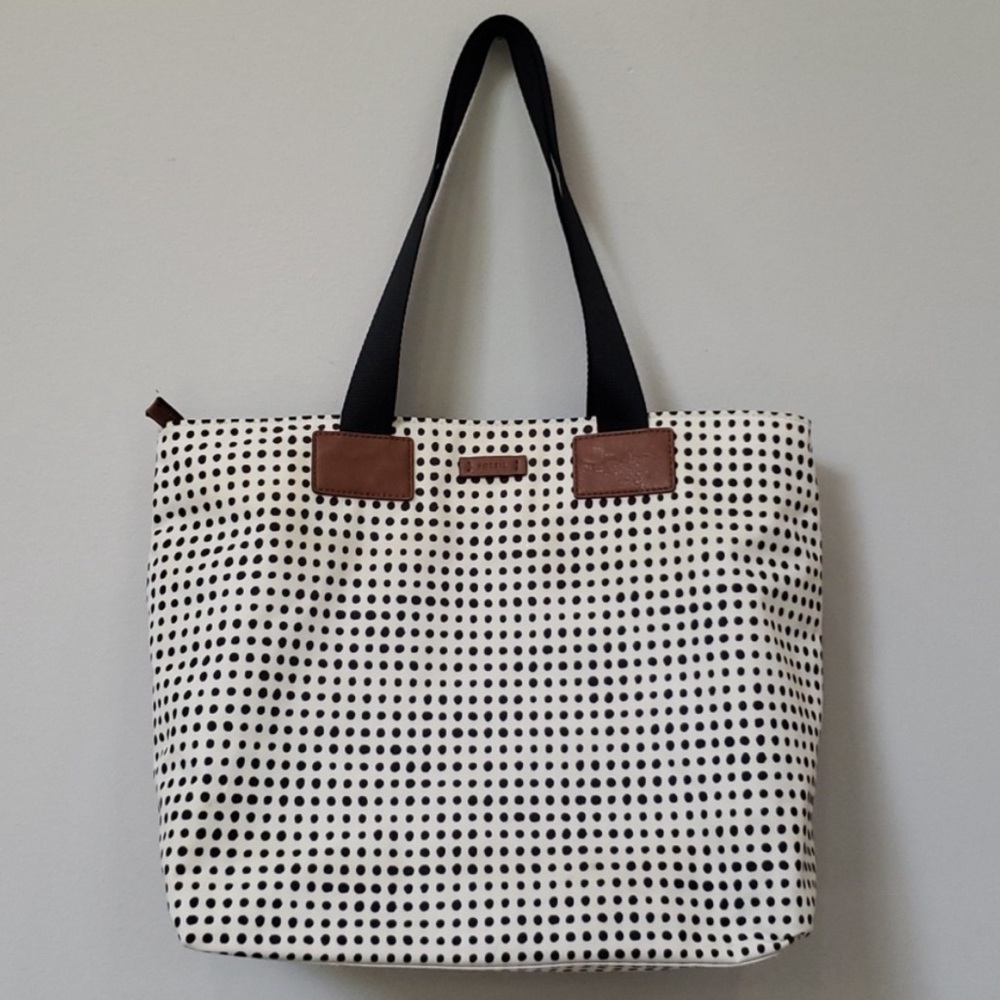 Fossil Tote Bailey Polka Dot Large Purse Bag Nylon Handles Baby Bag